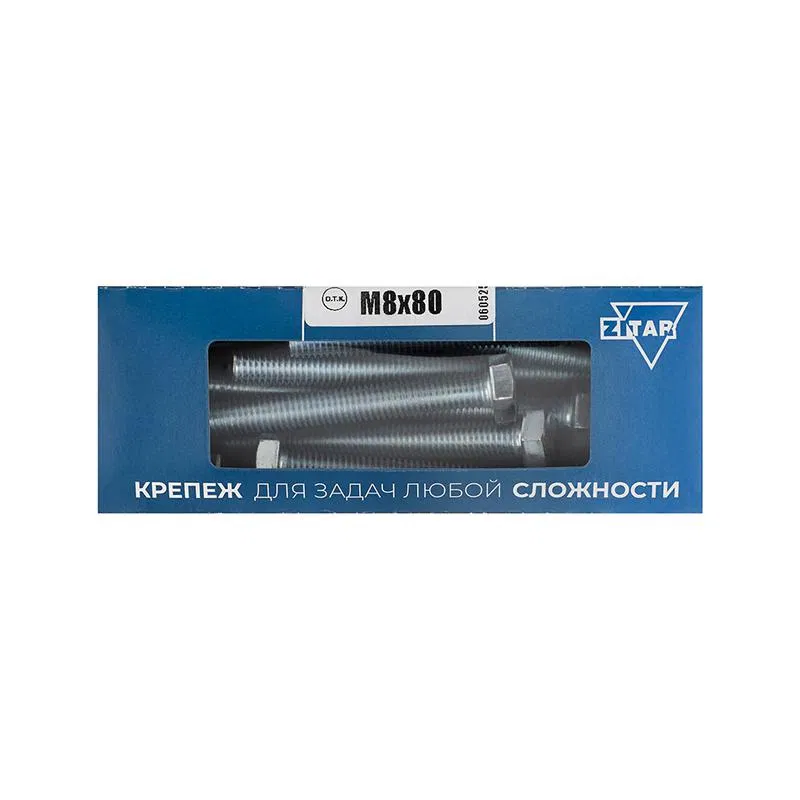 Болт с шестигранной головкой М8х80 DIN 933 оцинк. (уп.20шт) Tech-Krep/Zitar 126513