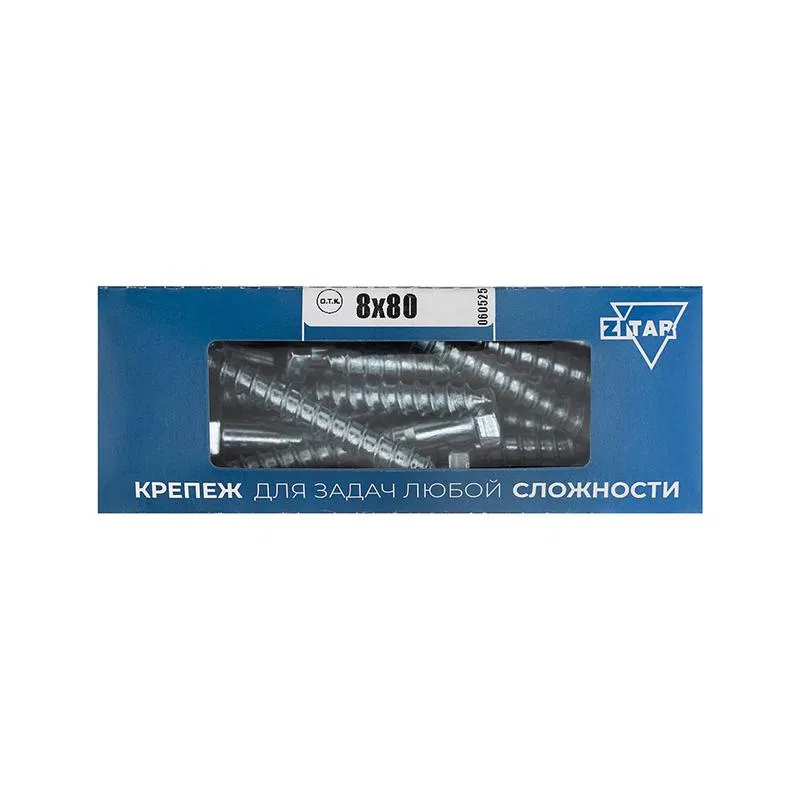 Болт сантехнический 8х80 DIN 571 оцинк. (уп.20шт) Tech-Krep/Zitar 126557